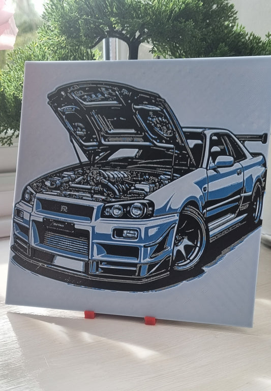 Nissan Skyline R34 3D Picture Art - Blue